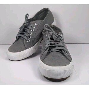 Superga Sneakers Lace Up Gray Women 9 Men 7.5 100% Cotton